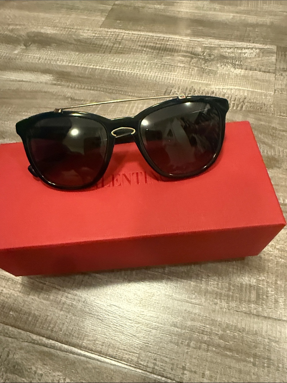 Valentino Black Women's Cat-Eye Sunglasses with Gold Accent